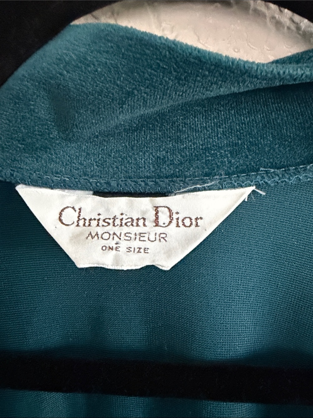 Vintage Christian Dior Monsieur Teal Velour Striped Long Robe. One size - Picture 3 of 8